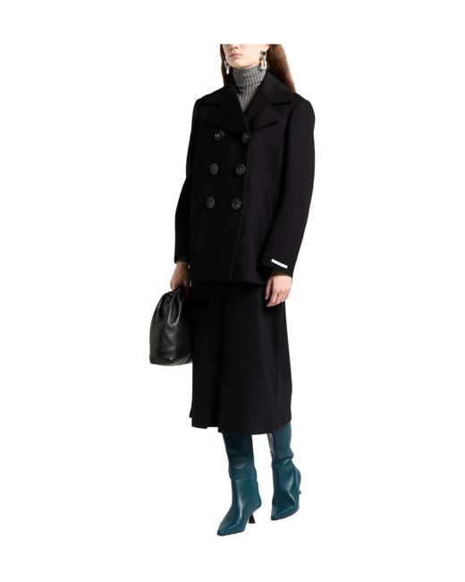 Sportmax Black Double- Long-Sleeve Coat