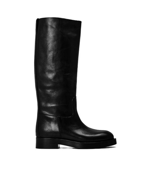 Paris Texas Black Solid Color Knee High Boots