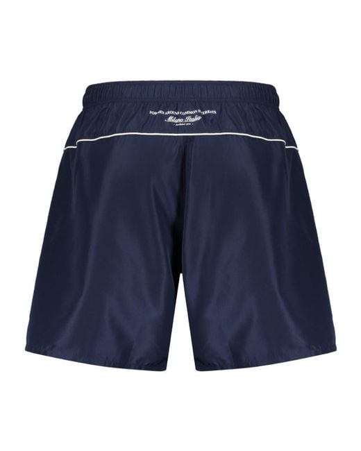 Iceberg Blue Logo Print Swim Shorts for men
