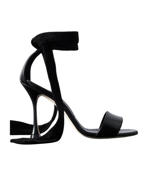 Manolo Blahnik Black Round Toe High Heel Sandals