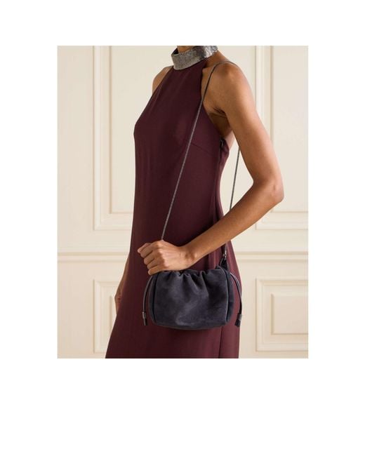 Brunello Cucinelli Black Drawstring Shoulder Bag