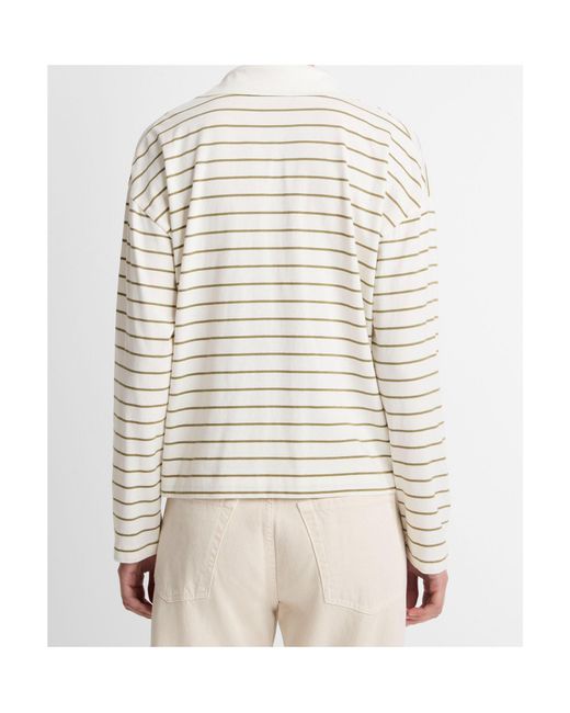 Vince White Striped V-Neck T-Shirt