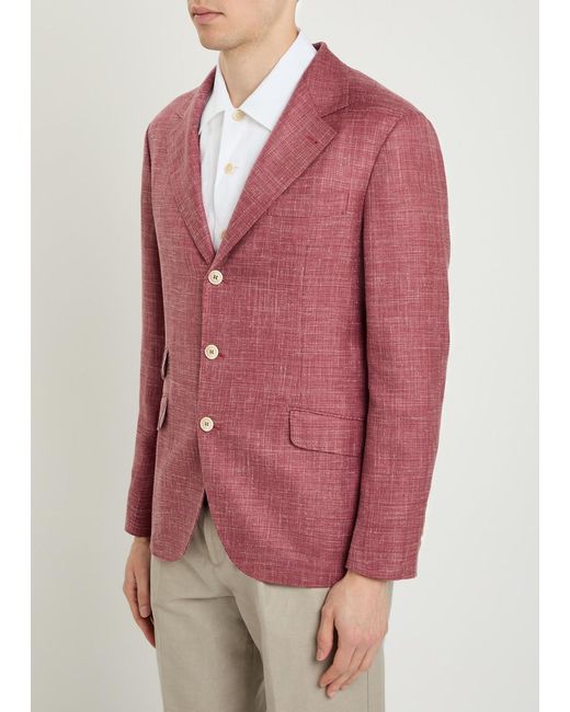Brunello Cucinelli Purple Silk Blend Blazer for men