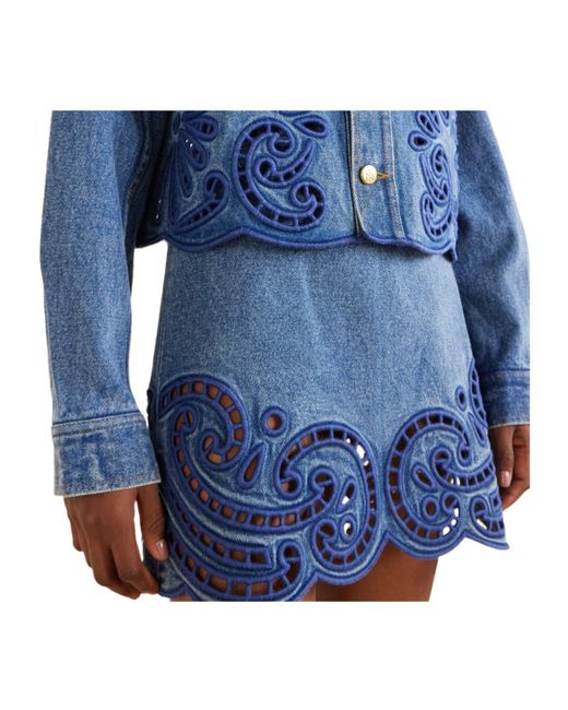 Ulla Johnson Blue Embroidered Denim Jacket