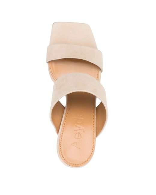 Aeyde Natural Square Toe High Heel Sandals