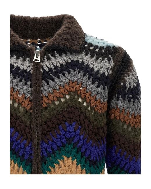 Sacai Gray Zip-Up Knit Top for men