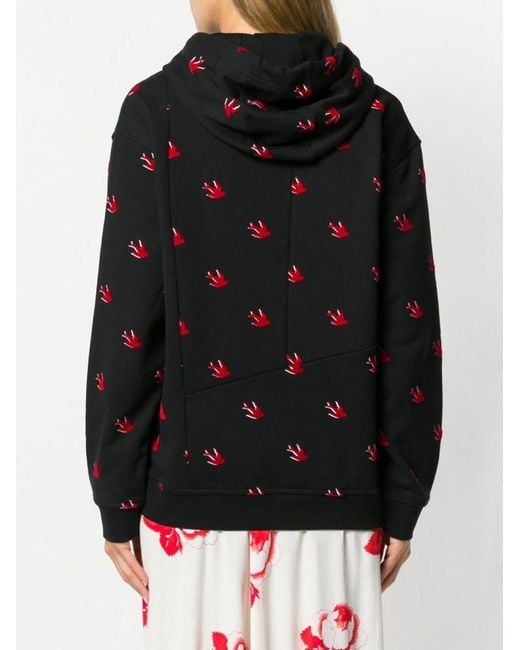 McQ Alexander McQueen Black Swallow Printed Hooded Sweater