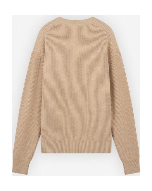 Maison Kitsuné Natural Maison Kitsuné Fox Patch Knitted Jumper for men