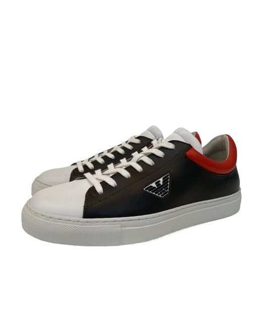 Emporio Armani Black Strap-Up Casual Sneakers for men