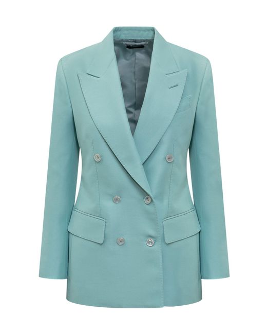 Tom Ford Blue Double-Breasted Blazer