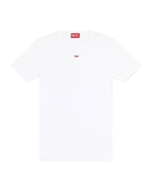 DIESEL White D-Ribber-N Logo Patch Knitted T-Shirt for men