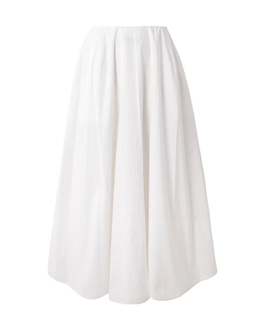 Carven White Gathered Cotton-Poplin Midi Skirt