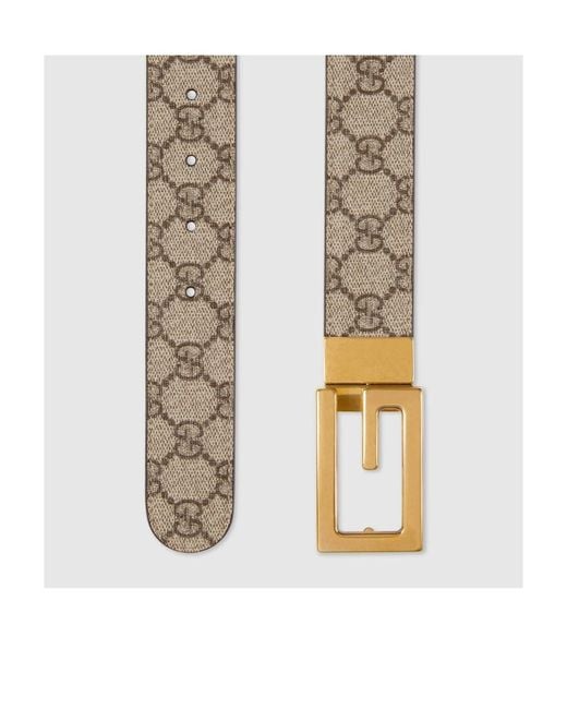 Gucci White Monogram Print Reversible Buckle Belt for men