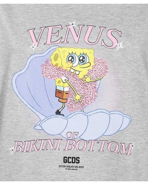 Gcds Gray X Spongebob Printed Crewneck T-Shirt Dress