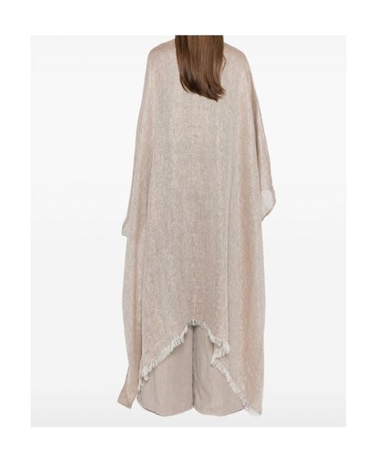 Fabiana Filippi Natural Frayed Open-Front Long Cardigan
