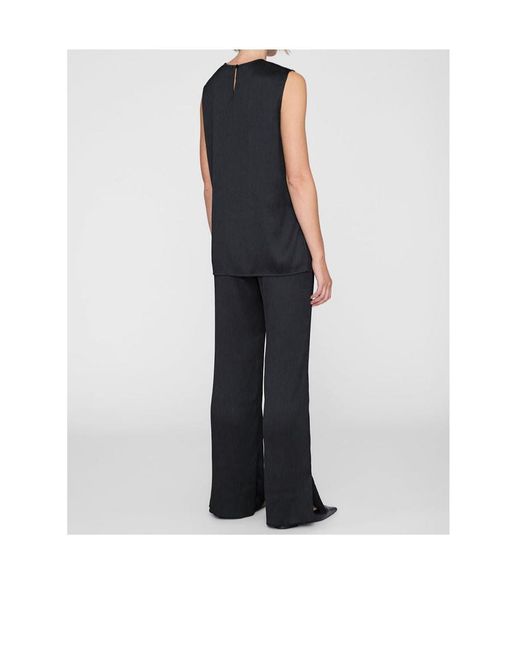 Anine Bing Black Malia Crinkled Sleeveless Top