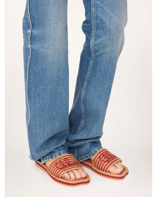 Chloé Pink Chloé Logo Slide Flat Sandals
