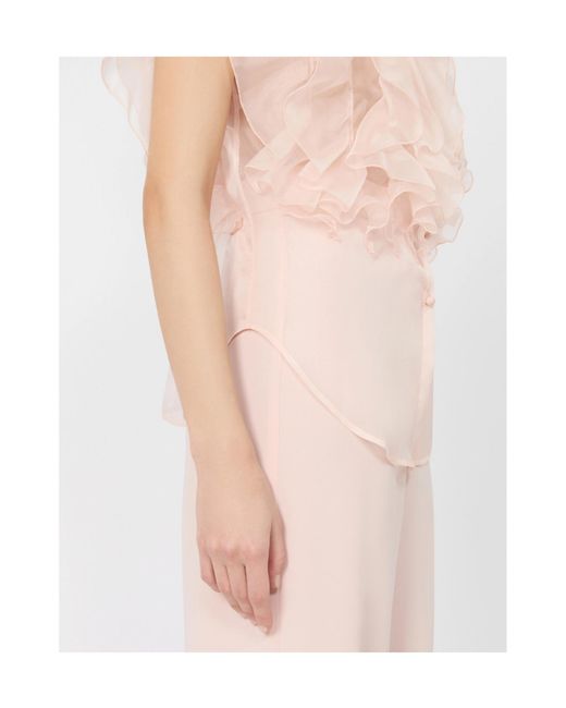 Max Mara Pink Silk Ruffled Blouse