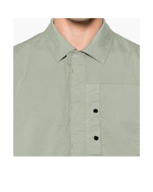 Stone Island Green Compass Patch Long-Sleeved Overshirt for men