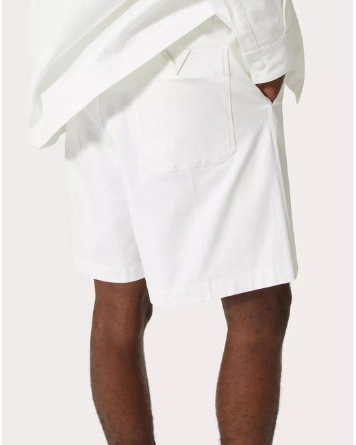 Valentino White Logo Plaque Bermuda Shorts for men