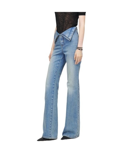 McQueen Blue Fold Over Waist Jeans