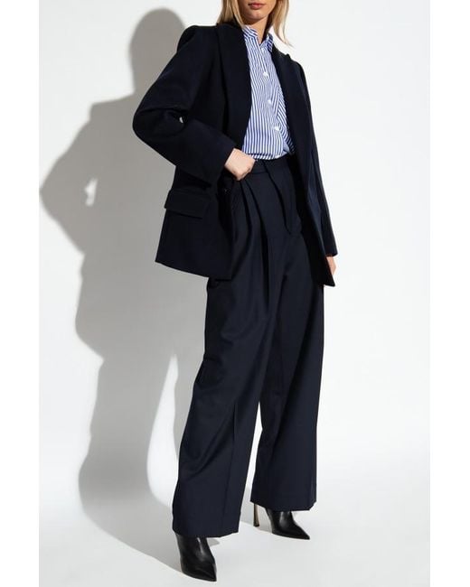 Victoria Beckham Black High Waist Pleated Trousers