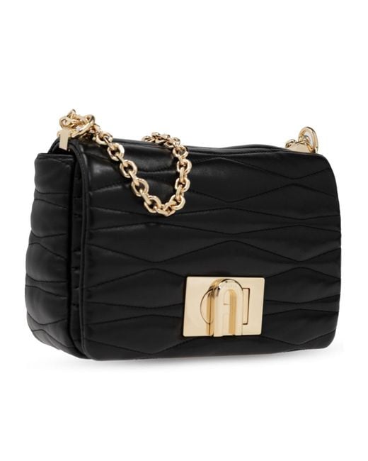 Furla Black 1927 Quilted Small Shoulder Bag