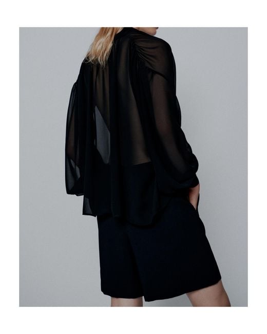Marella Black Crepe Georgette Tie-Up Blouse