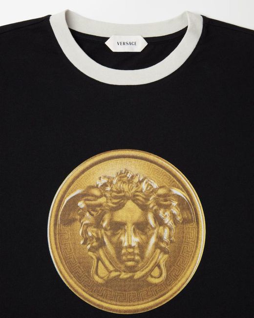 Versace Black Medusa Coin Printed T-Shirt for men