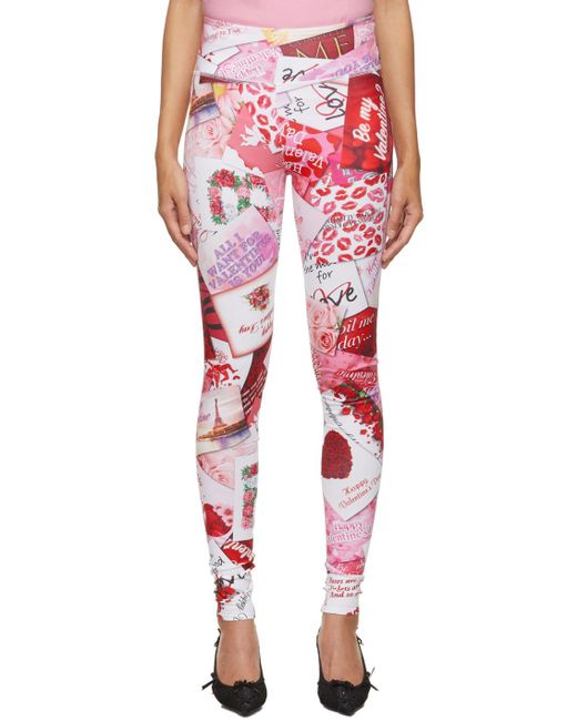 Balenciaga Red Patchwork Printed Leggings
