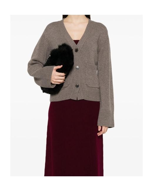 Lisa Yang Brown Danni V-Neck Button-Up Cardigan