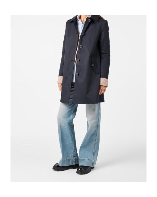 Ralph Lauren Blue Real Leather Trench Coat