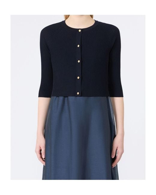 Max Mara Blue Smmkiwi Cropped Cardigan