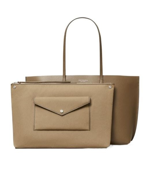 Tory Burch Natural Perry Logo-Printed Tote Bag