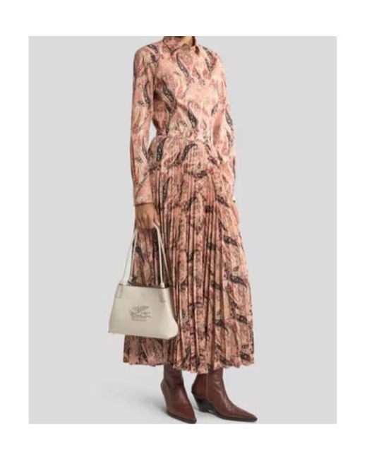 Etro Brown Stretch Sable Maxi Skirt With Floral Paisley Motif