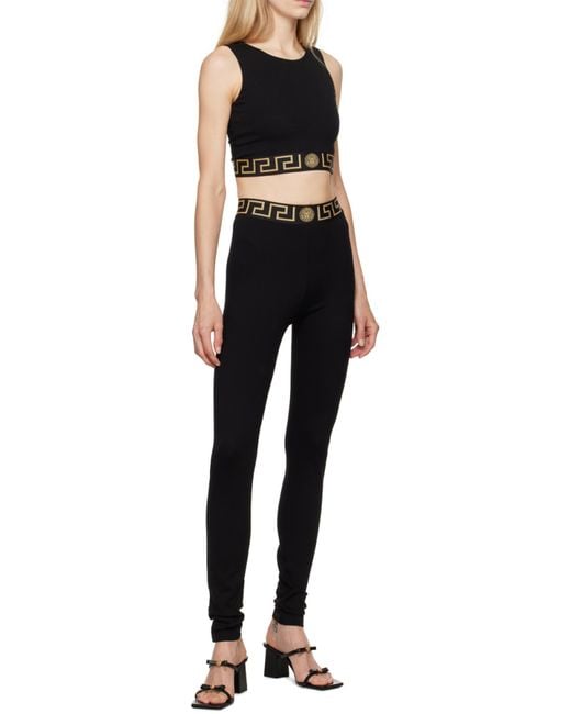 Versace Black Greca Border Sleeveless Cropped Top