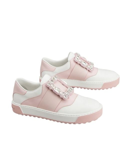 Roger Vivier Pink Viv' Golf Rhinestone Buckle Sneakers