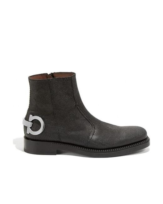 Ferragamo Black Logo Details, Boots