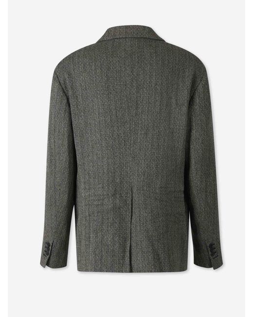 DSquared² Green Herringbone-Pattern Blazer for men
