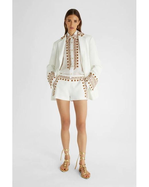 Ermanno Scervino White Single Breasted Embroidered Jacket