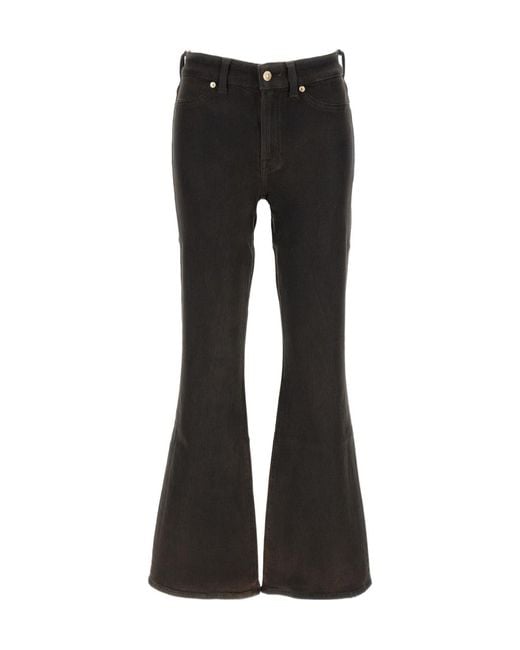 7 For All Mankind Black Button-Fastening Flared-Leg Jeans