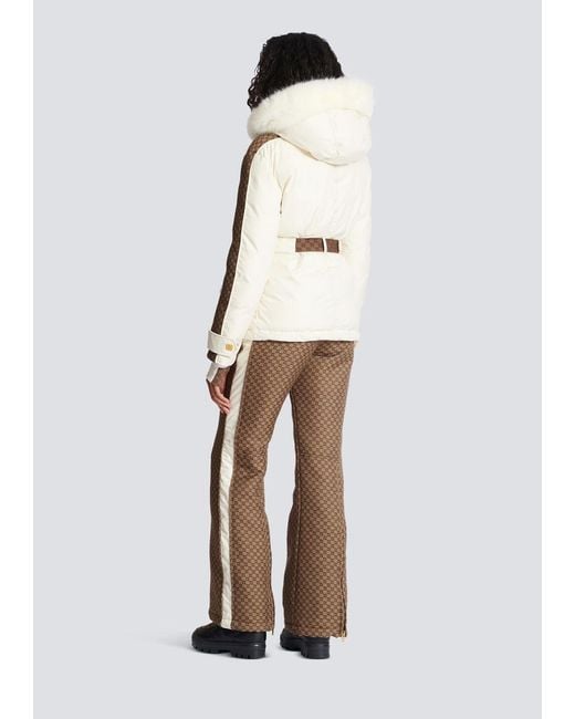 Balmain White Belted Pb Down Jacket