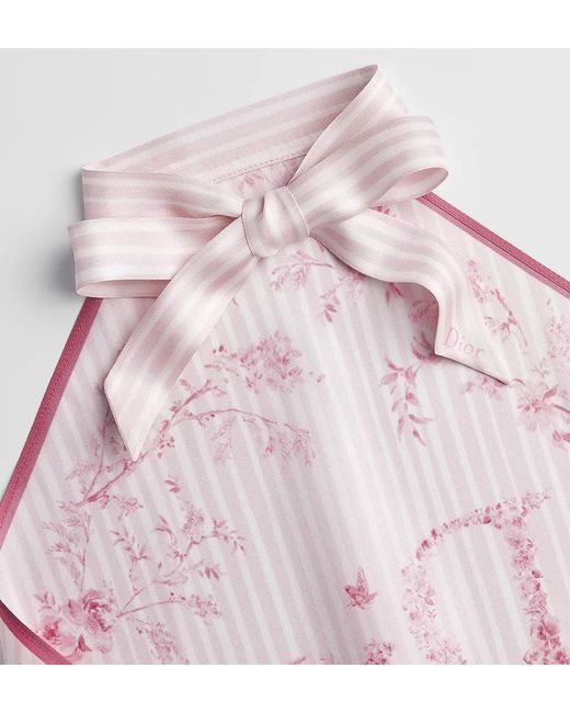 Dior Pink Iviera Toile De Jouy Floral Garden Silk Top