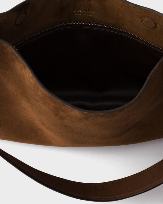 Prada Brown Etude Large Suede Shoulder Bag