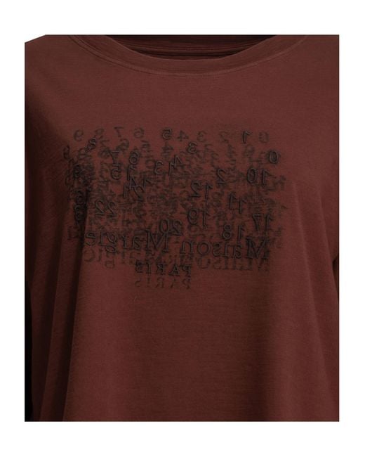 Maison Margiela Brown Logo Embroidered T-Shirt