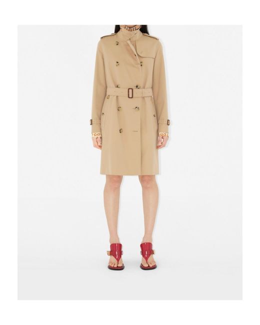 Burberry Natural Gabardine Kensington Mid-Length Trench Coat