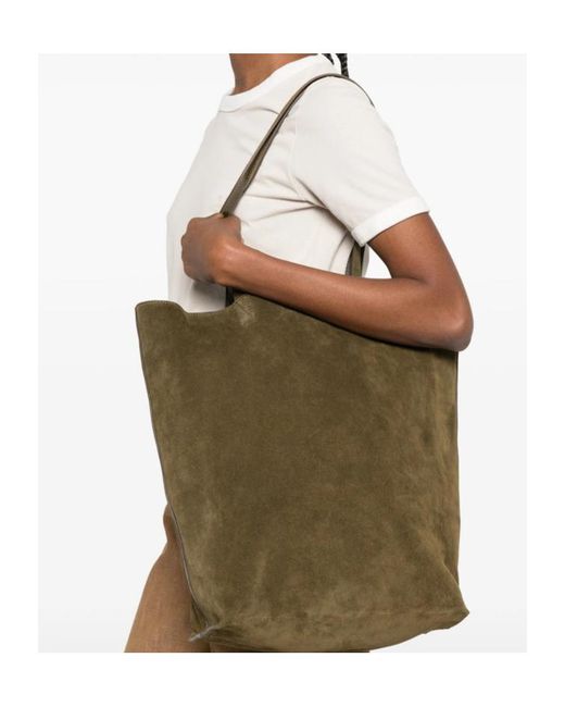 A.P.C. Green Maiko Suede Tote Bag for men