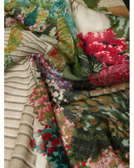 Max Mara Green Graphic Printed Scarf