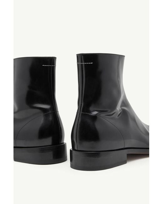 MM6 by Maison Margiela Black Polished Ankle Boots for men
