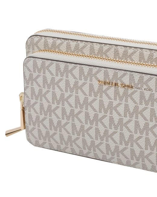 Michael Kors Gray Michael Jet Set Large Signature Logo Convertible Crossbody Bag